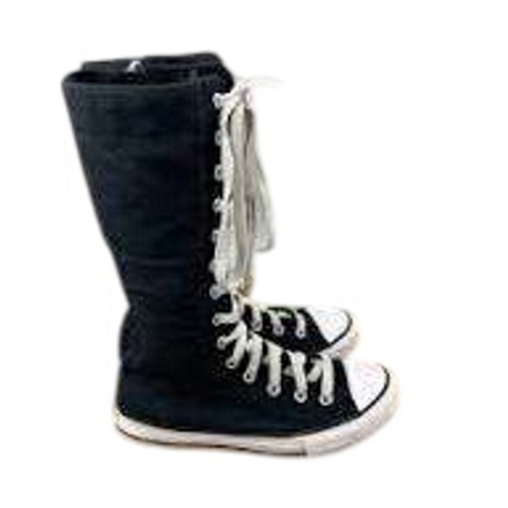 Converse Chuck Taylor All Star XX Hi Knee 11"TALL Black Canvas KIDS Boots SIZE 2